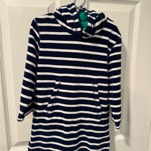 Mini Boden Navy and White Striped Hoodie Coverup 4/5 New*